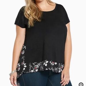 Torrid Black Floral Dolman Back Top